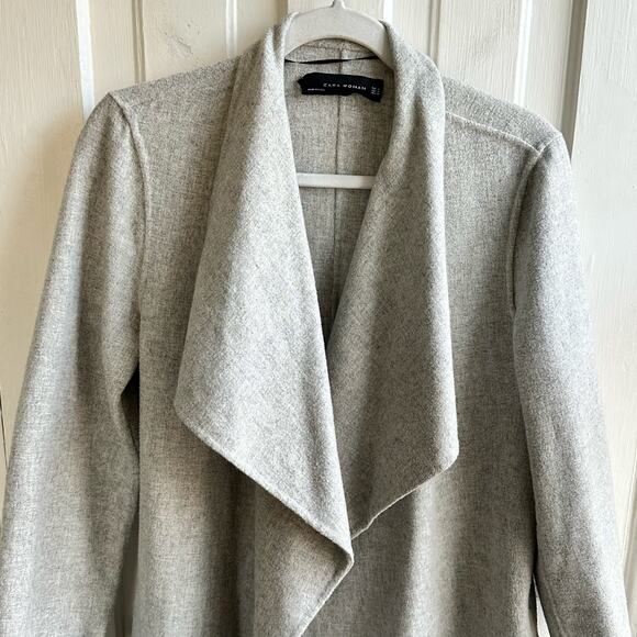 Zara Wool Waterfall Coat Gray - Picture 3 of 7